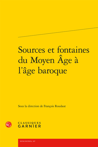 Picture of Sources et fontaines du Moyen Âge à l'âge baroque