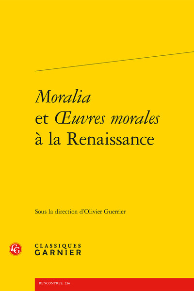 Picture of Moralia et oeuvres morales à la Renaissance