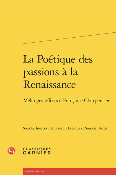 Picture of La Poétique des passions à la Renaissance