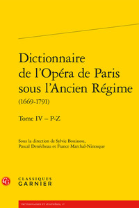 Picture of Dictionnaire de l'Opéra de Paris sous l'Ancien Régime