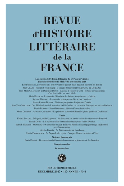 Image de Revue d'Histoire littéraire de la France