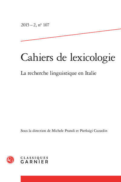 Picture of Cahiers de lexicologie