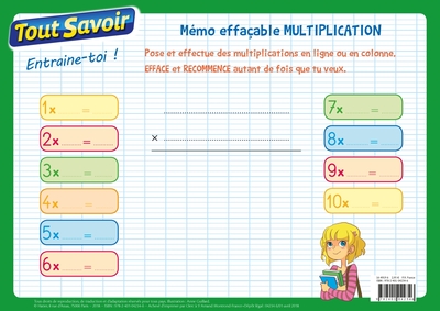 Picture of Mémo effaçable Multiplication