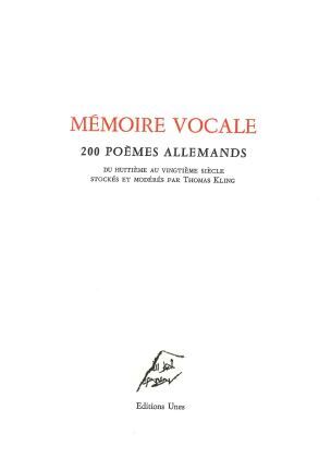 Picture of Mémoire vocale