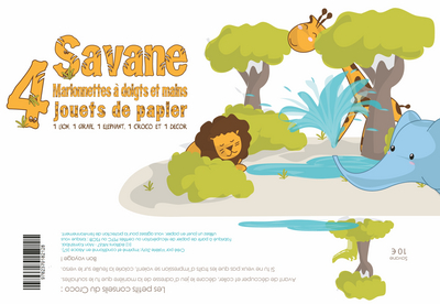 Image de Kit Savane - 4 marionnettes à doigts et main (Papertoy)