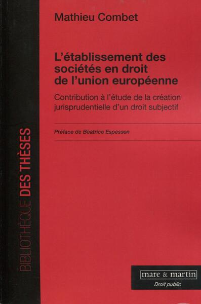 Picture of L'établissement des sociétés en droit de l'Union européenne