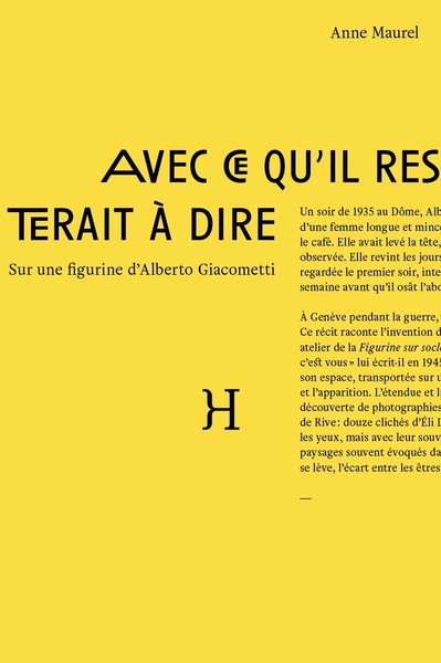 Picture of Avec ce qu'il resterait à dire - Sur une figurine d'Alberto Giacometti
