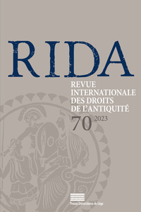 Image de RIDA, NO 70/2023. REVUE INTERNATIONALE DES DROITS DE L'ANTIQUITE