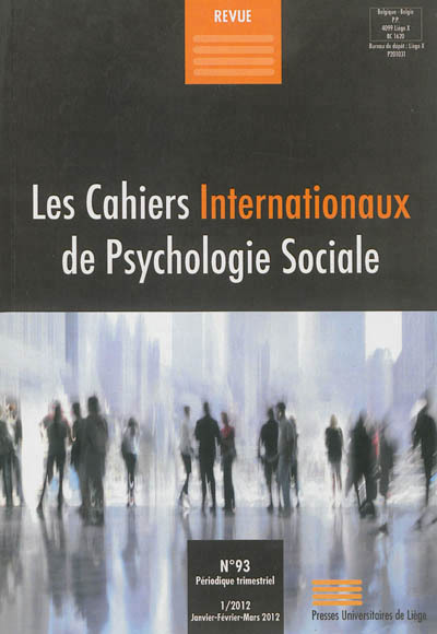 Image de CAHIERS INTERNATIONAUX DE PSYCHOLOGIE SOCIALE, N 93