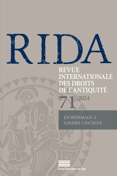 Picture of RIDA 71. REVUE INTERNATIONALE DES DROITS DE L'ANTIQUITE