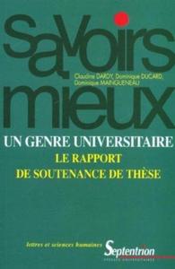 Image de Un genre universitaire le rapport de soutenance de thèse