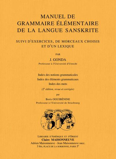 Image de Manuel de grammaire élémentaire de la langue sanskrite (2e édition revue et corrigée)