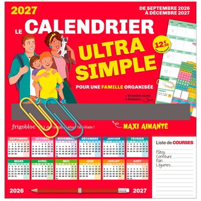 Image de Frigobloc Le calendrier Ultra Simple pour une famille organisée ! (de sept. 2026 à déc. 2027)