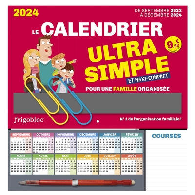 Image de Frigobloc Le mini calendrier Ultra Simple pour une famille organisée ! (de sept. 2023 à déc. 2024)