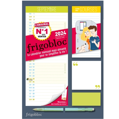 Image de Mini Frigobloc Mensuel 2024 - Calendrier d'organisation familiale / mois (de sept. 2023 à dec 2024)