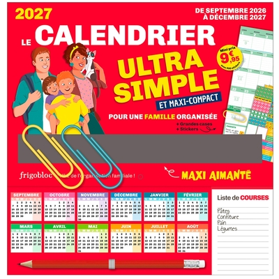 Image de Frigobloc Le mini calendrier Ultra Simple pour une famille organisée ! (de sept. 2026 à déc. 2027)