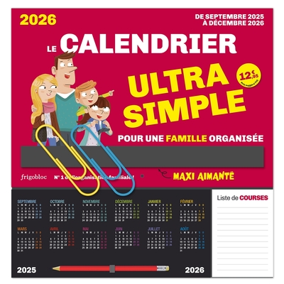 Image de Frigobloc Le calendrier Ultra Simple pour une famille organisée ! (de sept. 2025 à déc. 2026)
