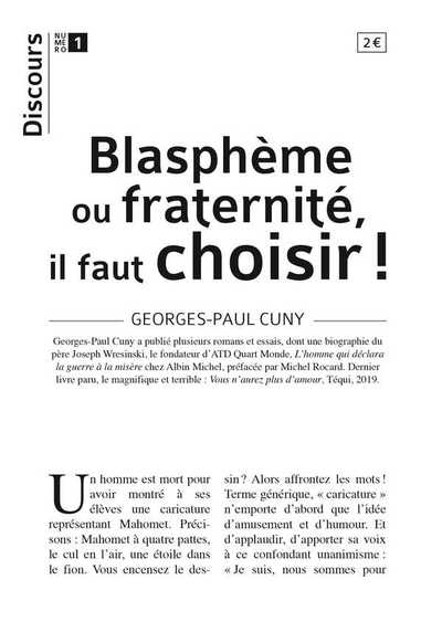 Image de Discours n°1 - Blasphème ou fraternité, il faut choisir