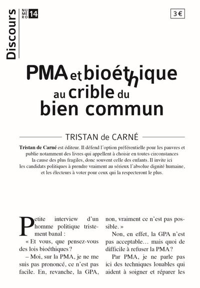 Picture of Discours n°14 - PMA et bioéthique au crible du bien commun