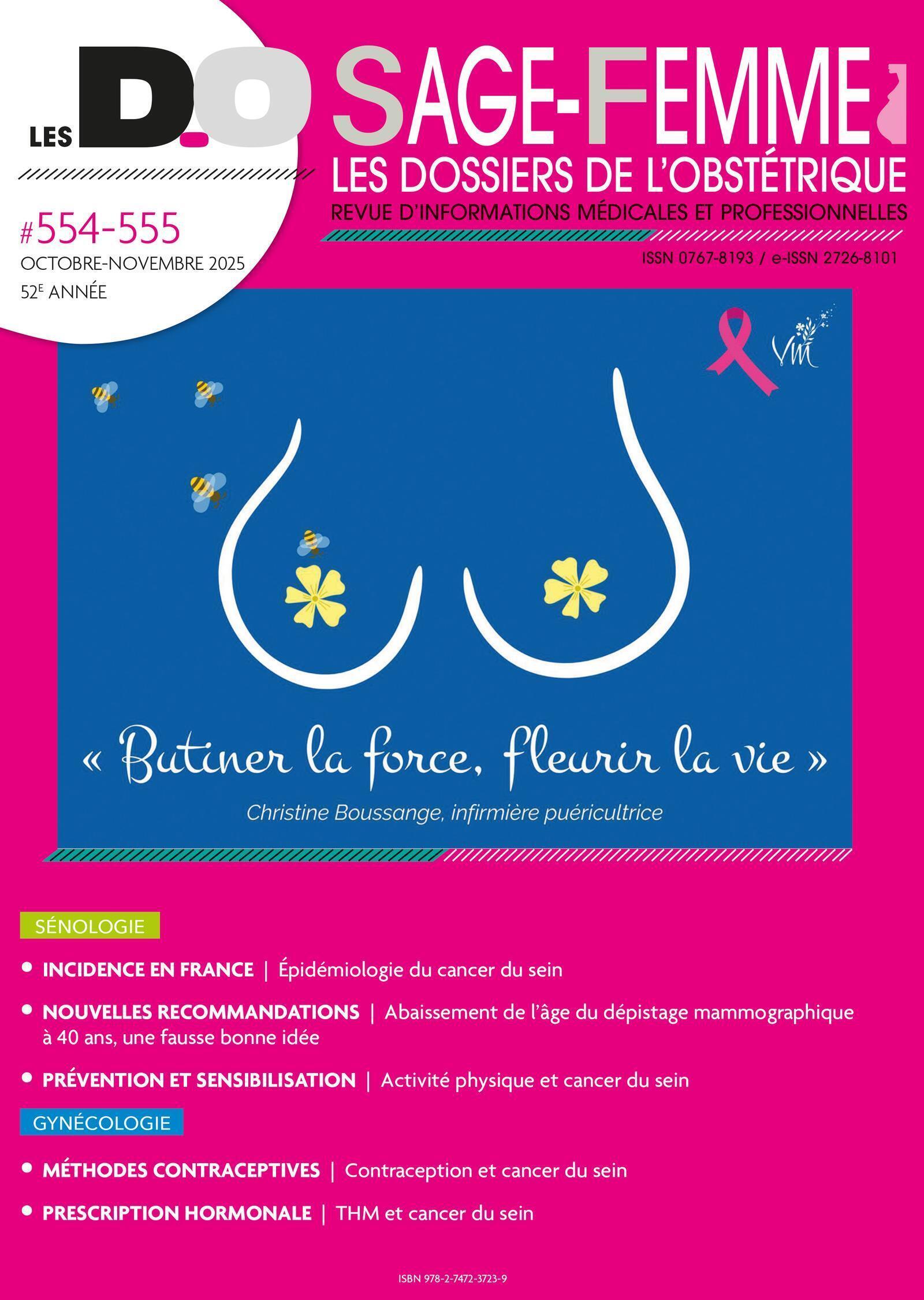 épidémiologie du cancer du sein : incidence en France, les D.O Sage-Femme octobre-novembre 2025 (9782747232739-front-cover)