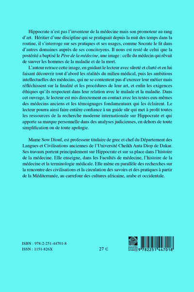 Le médecin hippocratique, Aux sources de la médecine moderne (9782251447018-back-cover)