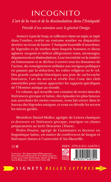 Incognito, L’art de la ruse et de la dissimulation dans l'Antiquité (9782251448701-back-cover)