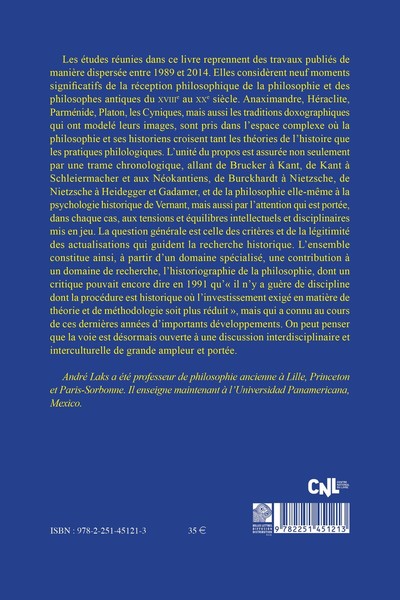 Historiographies de la philosophie ancienne, Neuf études (9782251451213-back-cover)