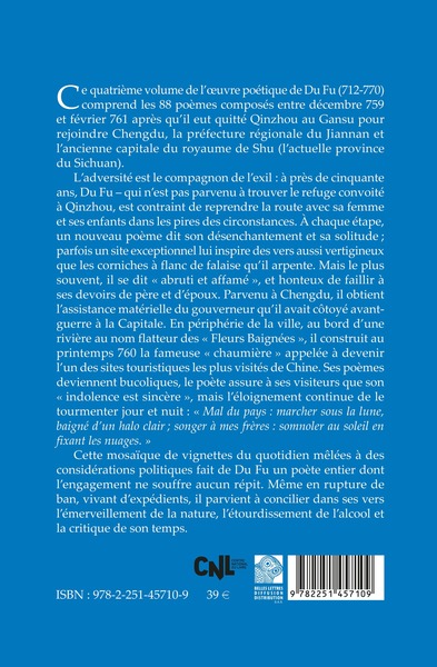Chengdu (760), Œuvre poétique IV (9782251457109-back-cover)