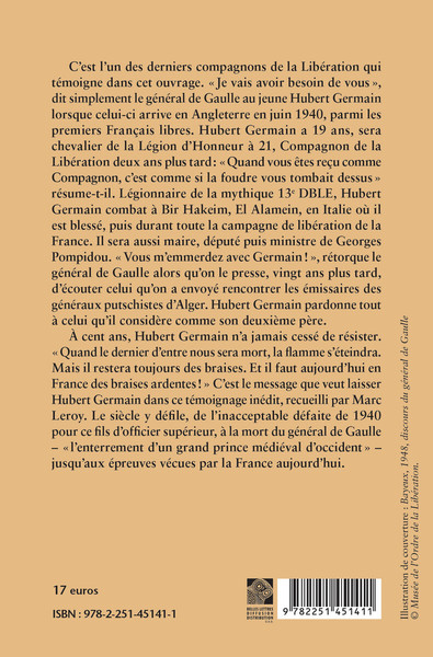 Espérer pour la France, Entretiens avec Marc Leroy (9782251451411-back-cover)