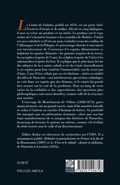 Le Comte de Gabalis, ou Entretiens sur les sciences secrètes (9782251448756-back-cover)