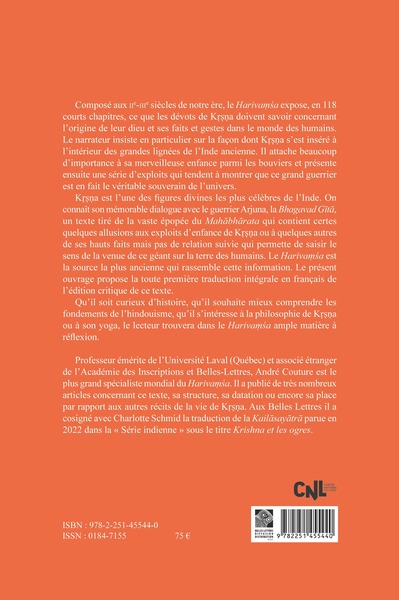 Harivaṃśa ou Lignée de Hari, Une vie traditionnelle de Kṛṣṇa (9782251455440-back-cover)