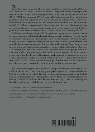 Recherches sur la nature et les causes de la Richesse des nations (9782251456928-back-cover)