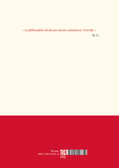 La Transcendance offusquée, De la philosophie (9782251447759-back-cover)