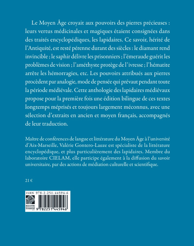 Les Pierres du Moyen Âge, Anthologie des lapidaires médiévaux (9782251445946-back-cover)