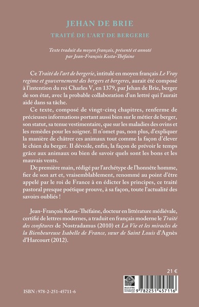Traité de l'art de bergerie (9782251457116-back-cover)