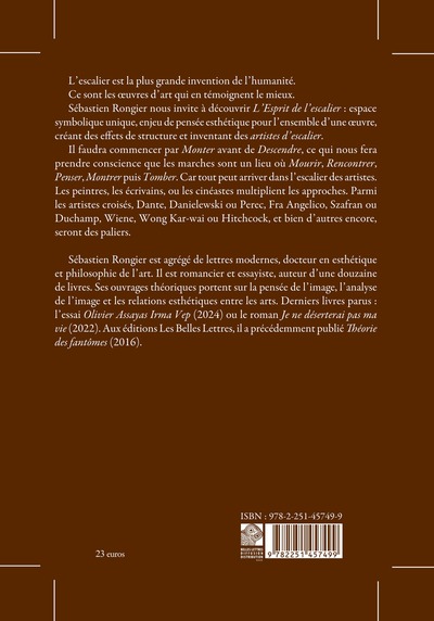 L'esprit de l'escalier, Les arts et les marches (9782251457499-back-cover)