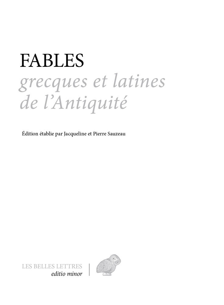 Fables grecques et latines de l'Antiquité (9782251448541-front-cover)