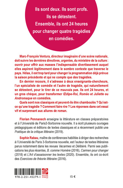 Mission : Comédie, ou Comment se sortir d'un tragédie en moins de 24 heures (9782251452791-back-cover)