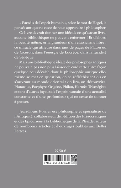 Bibliothèque idéale des philosophes antiques, De Pythagore à Boèce (9782251447360-back-cover)