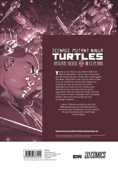 Les Tortues Ninja - TMNT : Karai : la destinée secrète du clan Foot (9782378873141-back-cover)