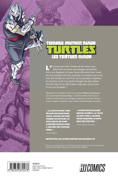 Les Tortues Ninja - TMNT, T2 : La Chute de New York, Première partie (9782378870478-back-cover)