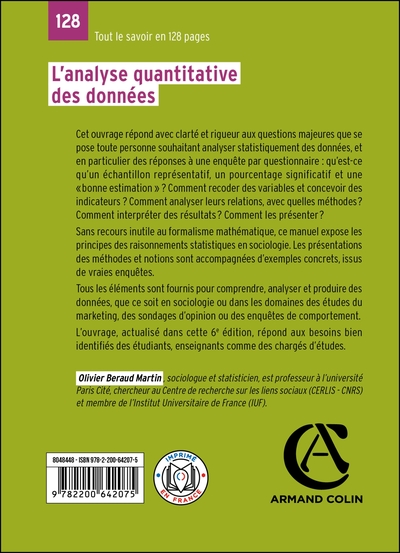 L'analyse quantitative des données - 6e éd. (9782200642075-back-cover)