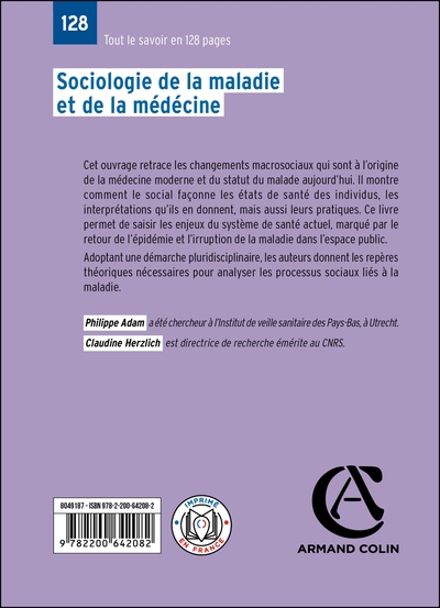 Sociologie de la maladie et de la médecine (9782200642082-back-cover)