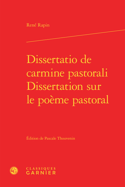 Dissertatio de carmine pastorali / Dissertation sur le poème pastoral (9782812429507-front-cover)
