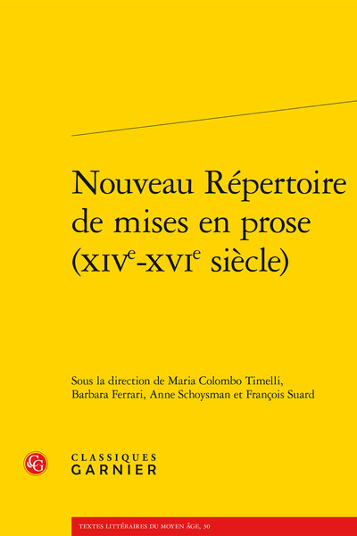 Nouveau Répertoire de mises en prose (XIVe-XVIe siècle) (9782812417306-front-cover)