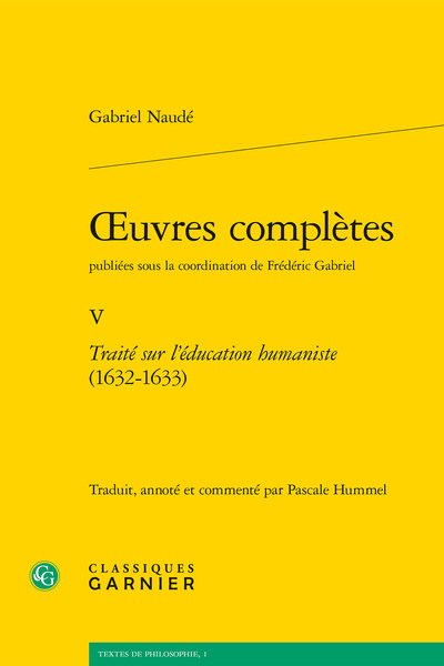 oeuvres complètes, Traité sur l'éducation humaniste (1632-1633) (9782812400230-front-cover)