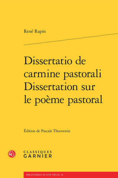Dissertatio de carmine pastorali / Dissertation sur le poème pastoral (9782812429491-front-cover)