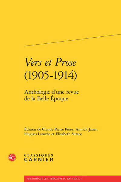 Vers et Prose (1905-1914), Anthologie d'une revue de la Belle Époque (9782812431524-front-cover)