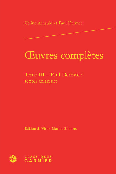 oeuvres complètes, Paul Dermée : textes critiques (9782812431838-front-cover)