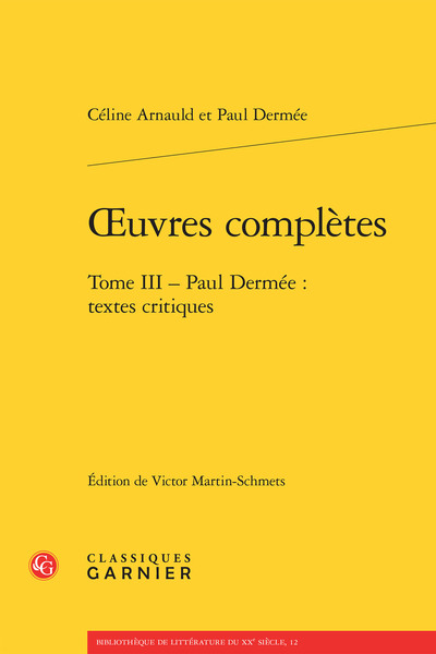 oeuvres complètes, Paul Dermée : textes critiques (9782812431821-front-cover)